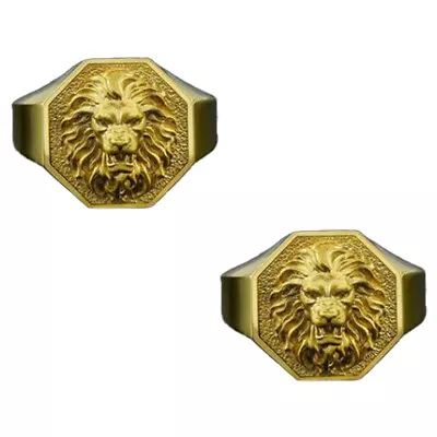 US 2-4 Pack Men Gold Plated Stainless Steel Lion Head Of Judah Ring • $10.29