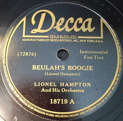 Lionel Hampton And His Orchestra - Beulah's Boogie / Million Dollar Smile 1 • $9.65