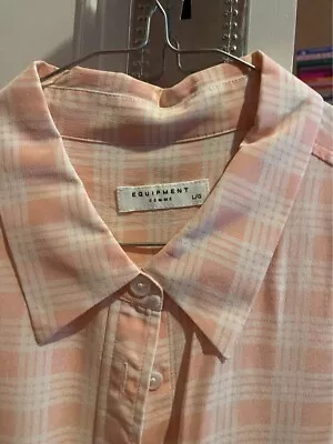 Equipment Femme Silk Pink Check Shirt - Size L • $40