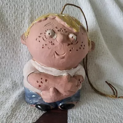 Pacific Stoneware Freckle Faced Boy Clay Wind Chime 1973 B. Welsh 7x5  • $14