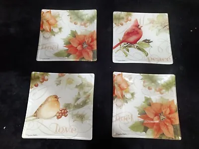 Collectible Marjolein Bastin Set Of 4 Glass Tray Plate/ Dish Square 6x6  • $60