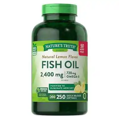 Fish Oil 250 Softgels 2400 Mg Mercury Free Natural Lemon Flavor Omega-3 Non-GMO • $19.70