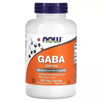 Now Foods GABA 500 Mg 200 Capsules GMP Quality Assured Kosher Vegan • $18.88