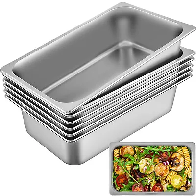 VEVOR 6 Pcs Bain Marie Pot Gastronorm Pan Home Catering Food Warmer 150mm Depth • £61.19