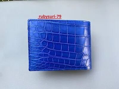 Blue Red Crocodile Skin Men's Bifold Wallet Double Side Genuine Alligator RFID • $85