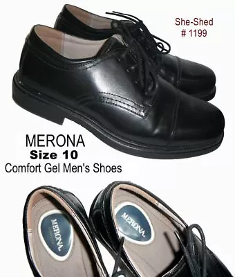 MERONA Men's Size 10 Black Oxfords Cap Toe Eyelets Dress Shoes • $19.95
