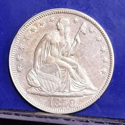1858 Liberty Seated Half Dollar - AU Details Cleaned (#53663-L) • $243