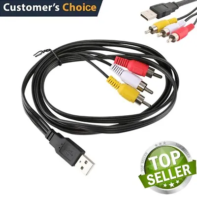 USB Male To 3 RCA AV Audio Video 5FT Cable  Adapter For TV HDTV DVD 1080P US • $8.99