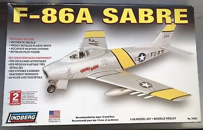 Rare USA Made Lindberg F-86A Sabre Jet Model Kit 1.48 Scale NO.70553 Boxed A+ • £11.99