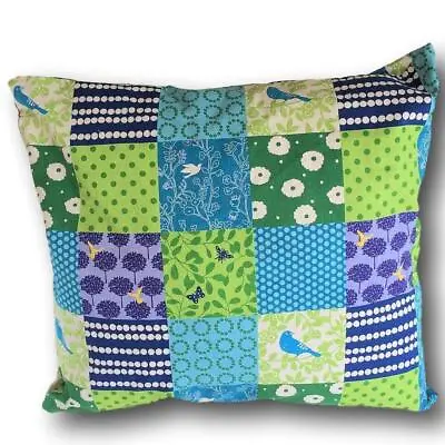 Patchwork Birds In Blues Cushion Cover In Fabric By Echino Of Japan • £21.66