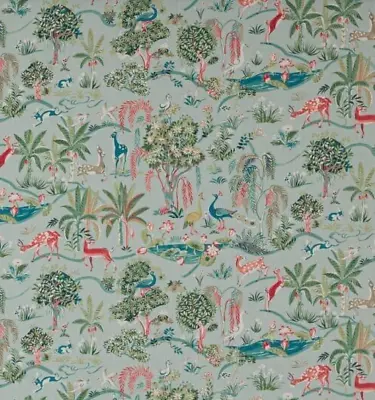 £29.99 • Buy Jane Churchill Curtain Fabric 'WILDWOOD - AQUA' 1 METRE (100cm) - COTTON MIX