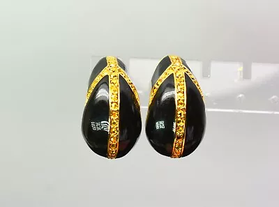 St John's Bay SJ Jewelry Half Hoop Earrings Gold Black Vintage Designer Earrings • $64.94