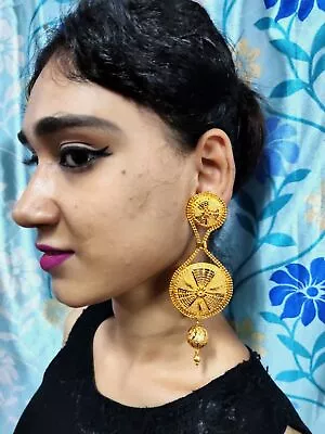 22K Gold Plated Indian 4.5 Inch Long Fashion Earrings Valentine Sale Set A5 • $22.35