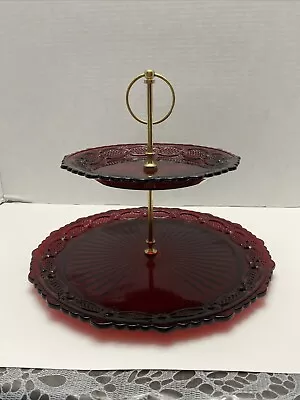 Avon Cape Cod Collection 2 Tier Serving Tray Ruby Red • $35