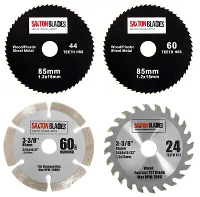 Saxton 85mm TCT Tile Circular Saw Blades For Worx Worxsaw Bosch Makita Pack B • £23.99