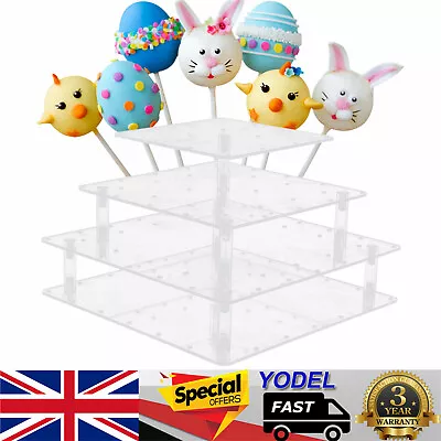 56 Hole Clear Lollipop Display Stand Acrylic Cake Pop Stand Wedding Candy Holder • £12.29