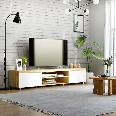 £99.99 • Buy Modern Unit For TV W/ Cabinet Shelf For Living Room - Light Brown And White