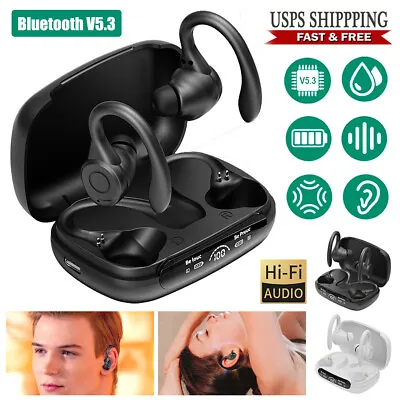 Wireless Bluetooth 5.3 Headset TWS Earphones Earbuds Stereo Headphones Ear Hook • $14.29