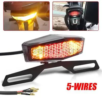 Motorcycle LED Turn Signal Brake License Plate Integrated Tail Light And Bracket • $12.78