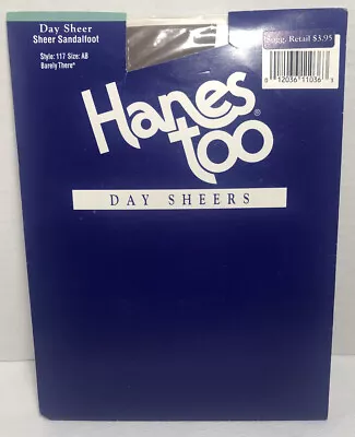 Vtg Hanes Too Day Sheers Pantyhose Style 117 Barely There Sz AB Sheer Sandalfoot • $10