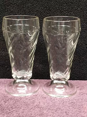 2 Vtg MILKSHAKE TUMBLERS DRINKING GLASS SODA FOUNTAIN MALTS 6.5  Tall CLEAR • $19.99