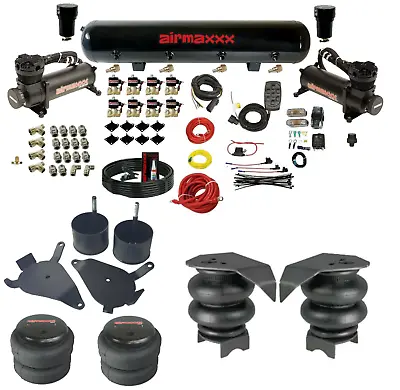 Complete FASTBAG 3/8  Air Ride Suspension Kit Bags Black Fit 82-04 Chevy S10 2wd • $1329.88