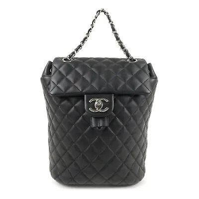 Authentic CHANEL Matelasse Lamb Skin Chain Back Pack Bag Black A91121 Used F/S • $5400.75