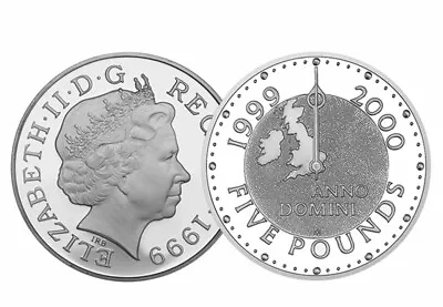 Rare £5 Five Pound Silver Coin 1999-2000 Millenium Anno Domini - Uncirculated • £240