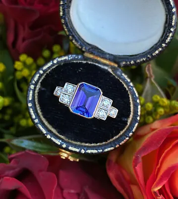 Art Deco Tanzanite And Diamond Ring Platinum 0.25ct + 1.50ct • £1495