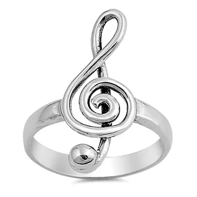 Swirl Music Note Ring New .925 Sterling Silver Treble Clef Band Sizes 5-10 • $17.39