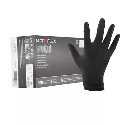 Microflex MK296S Small MidKnight Black Powder-FREE Nitrile Gloves • $21.95