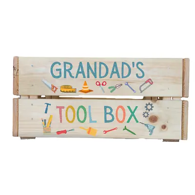 £21.99 • Buy Second Ave Grandad's Tool Box Wooden Crate Storage Tidy Father's Day Gift