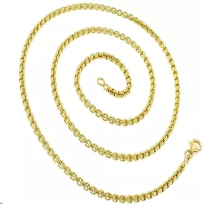 18K Yellow Gold Filled Tarnish-Resist 2 Mm 20 Inch Round Box Chain Necklace R5KY • $19.99