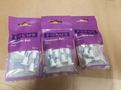 3 X 4 Pk Of 28mm White Cabinet Connector Bolts Kitchen Bedroom Cabinet Cupboard • £12