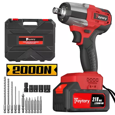 Cordless Impact Wrench Kit 21v 6Ah 1/2inch Brushless Driver High Torque Battery • $60.70