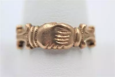 Rare Antique Victorian Odd Fellows Handshake 10k Rose Gold Fancy Engraved Ring • $749.99