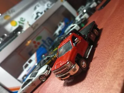 $55 • Buy 1:64 GreenLight DUALLY DRIVERS Red 2018 Chevy Silverado 3500 FLATBED Custom 
