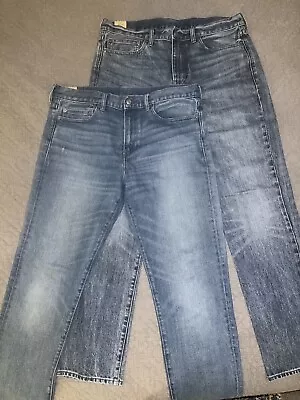 J Crew Mens Jeans 770 Slim Straight 34x32 Kiahara Japanese Denim Lot Of 2 • $49