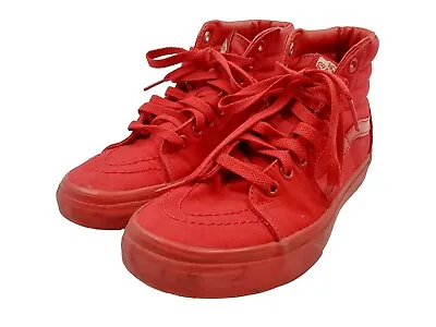 Vans Sk8-Hi Mono Canvas Red Sneaker Shoes Unisex Mens Size 5.5 Womens Size 7 • $25