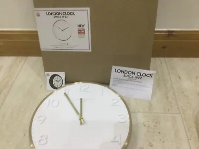 London Clock Company Brand New Oslo Elvie White Metal Case Wall Clock..rrp£60. • £15.99