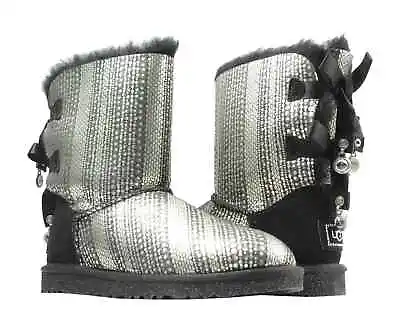 UGG Bailey 1004791 Women's Black Silver Bow Bling Winter Boots Size US 5 UGG81 • $120