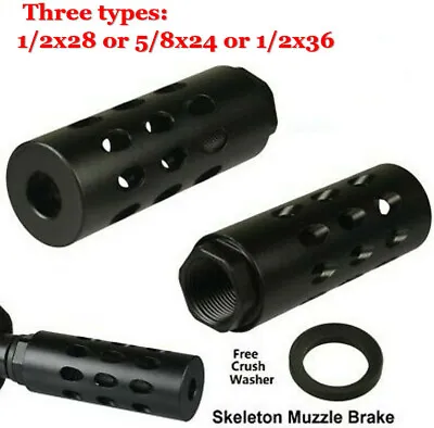 US! Lite Black Slant Port Low Concussion Muzzle Brake For 1/2x28 5/8x24 1/2x36 • $24.58