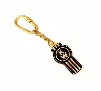 Kenworth Keychain Keyring Emblem Heavy Brass Golden Enamel Black • $73.41