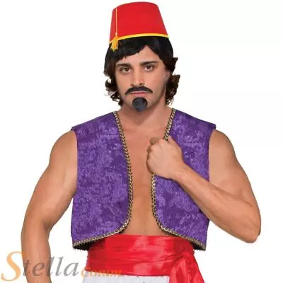 Adult Mens Genie Waistcoat Vest Aladdin Bollywood Fancy Dress Costume Accessory • £12.49
