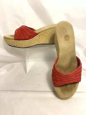 UGG Womens Alvina Pleated Suede Slingback Wedge Size 7 Red *U • $31.99