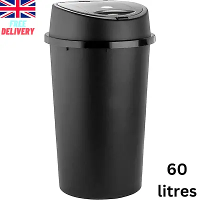 60l All Black Touch Top Bin / Dustbin / Rubbish Bin / Kitchen/ Home/plastic. Uk* • £15.99