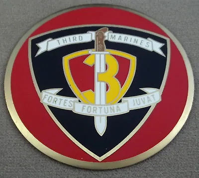 US Marine Corps 3rd Marines Self Adhesive Metal Emblem Enamel Finish 3 1/8  • $3.95