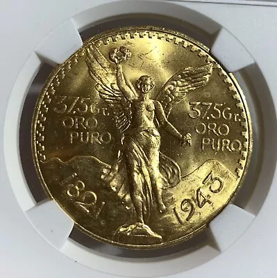 1943 Mexico Gold 50 Peso Coin Ngc Ms64 • $3308