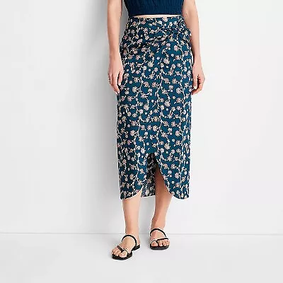 Women's Floral Print Side-Tie Sarong Midi Skirt - Future Collective With Jenny • $12.99