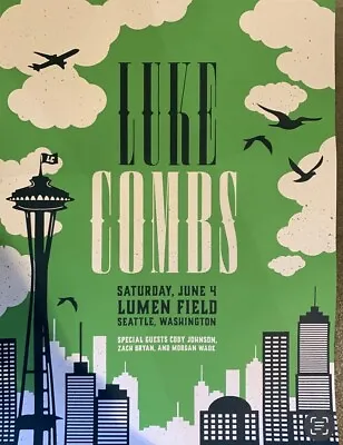 $175 • Buy Luke Combs Seattle 6/4 Screen Printed Concert Poster Sold Out 24/300